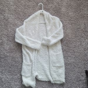 Altar'd State White Fuzzy Open-Front Cardigan